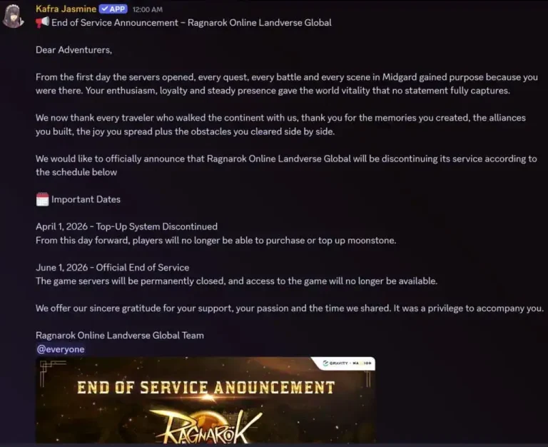 "Ragnarok Online Landverse Shutdown on June 1 While Ronin Version Remains Active"