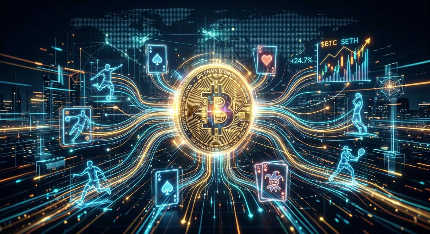 Bitcoin at the center of a decentralized on-chain economy connecting sports, gaming, and financial markets