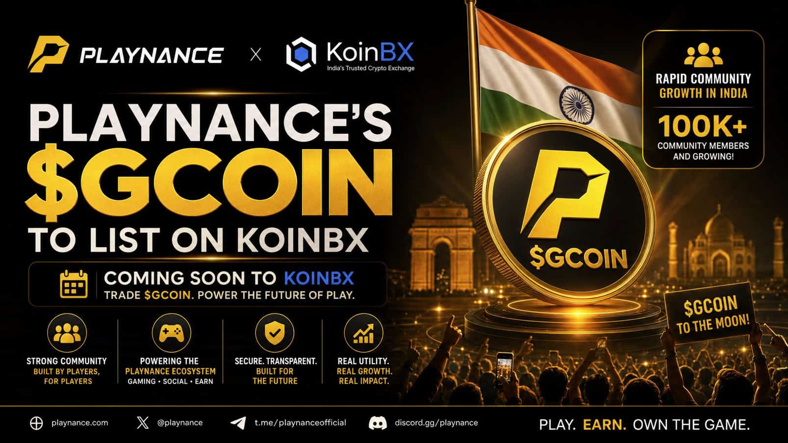 Playnance Lists $GCOIN On Indian Exchange KoinBX As Be The Boss Program Crosses 130 Partners - EGamers.io - P2E NFT Games Portal