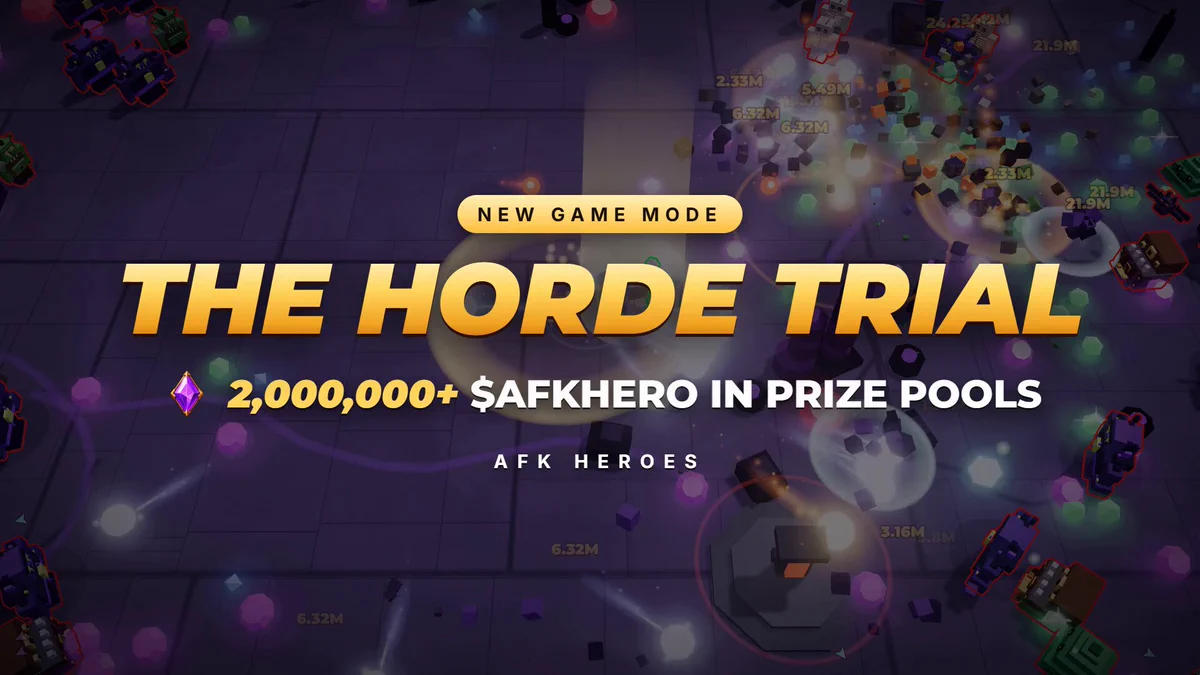 afk heroes opens the horde trial event with over 2000000 afkhero up for grabs AFK Heroes (official site), a free-to-play idle RPG built on Solana, has launched The Horde Trial, a new game mode that runs from October 25, 2026 to November 15. Prize pools across the event total more than 2,000,000 AFKHERO, split between two modes, each with its own leaderboard. Once the event wraps, the top 3 players on each leaderboard divide that board's pool.