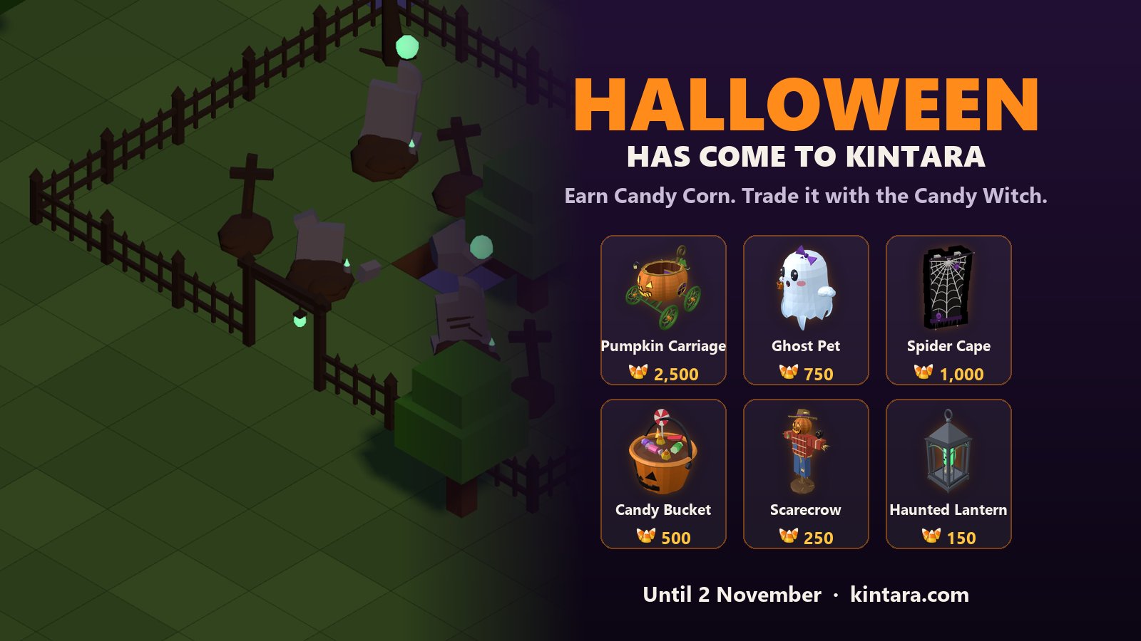 kintaras halloween event lets players trade candy corn for a pumpkin carriage mount In Brief:
